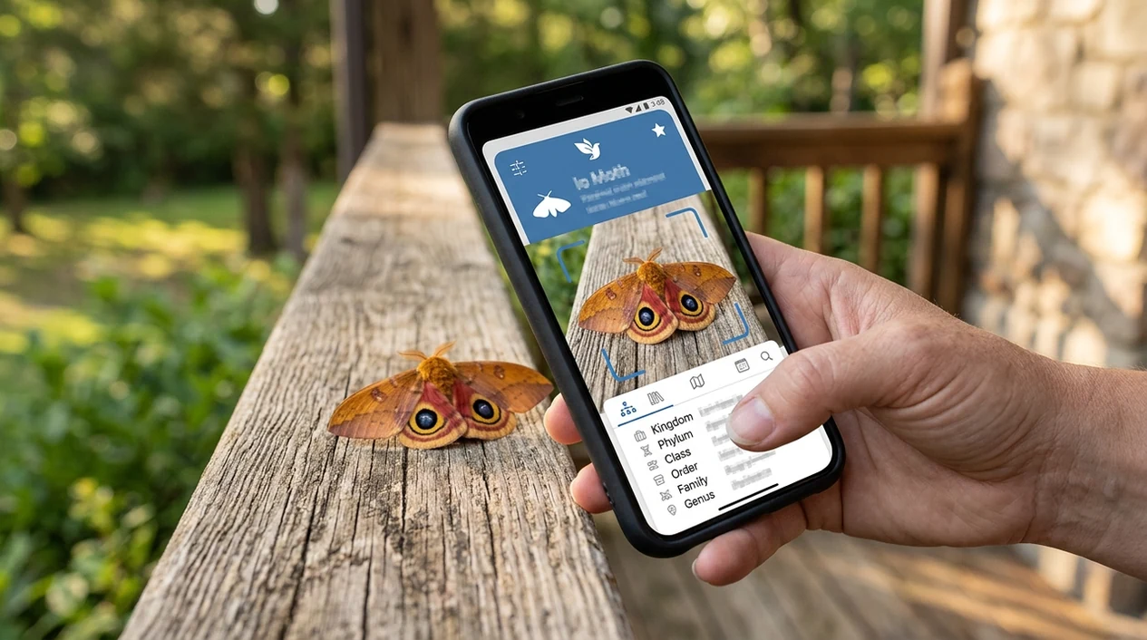 Bug scanner showing an insect identification result on a phone