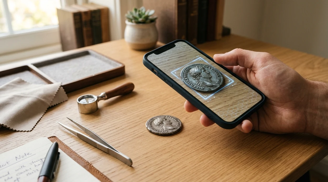 App that identifies coins scanning mixed coins on a table