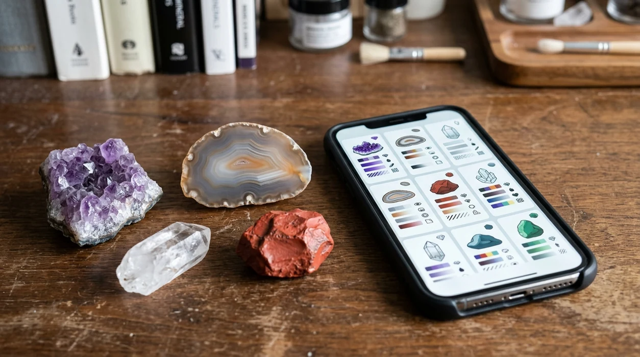 Gemstone scanner result showing crystals and polished stones