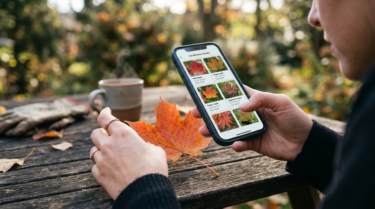 App that identifies leaves scanning a green leaf from a phone
