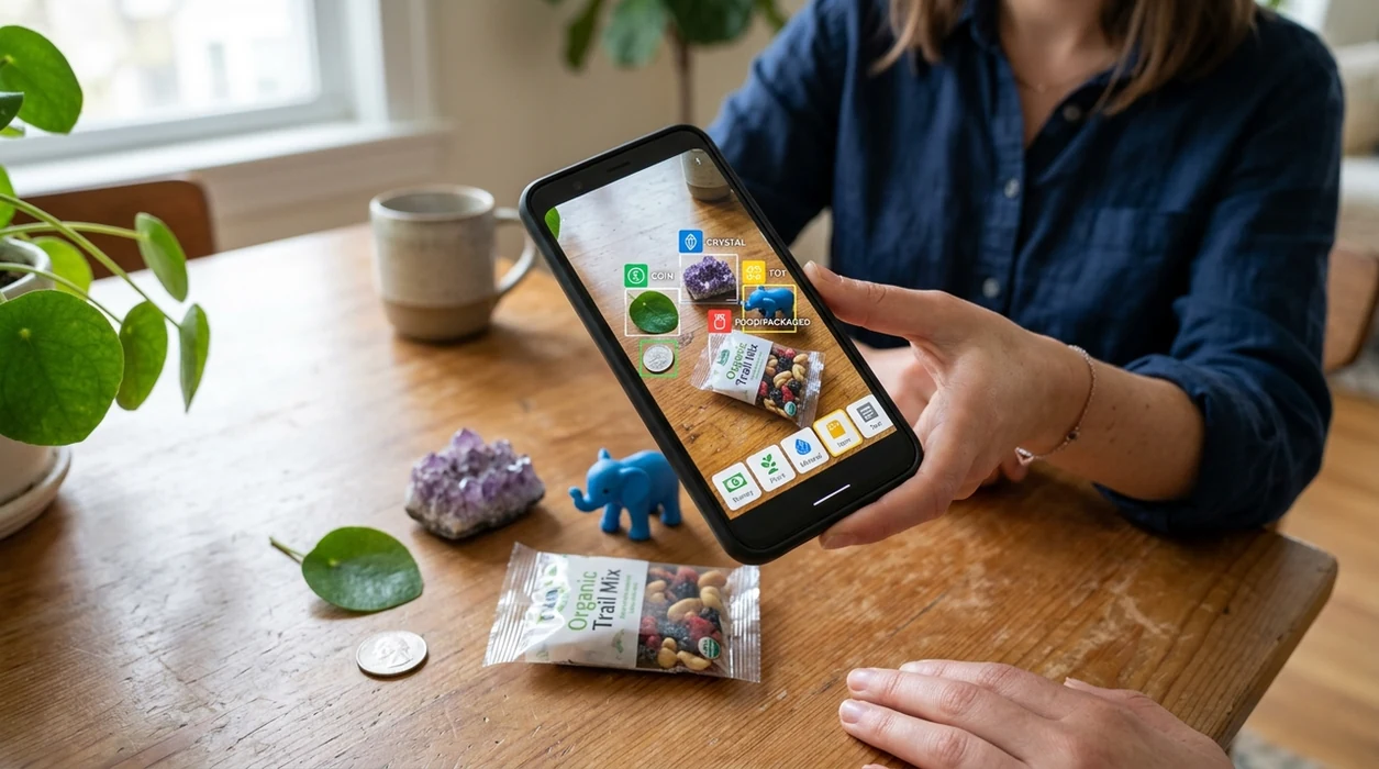 App that identifies objects scanning plants coins rocks and food