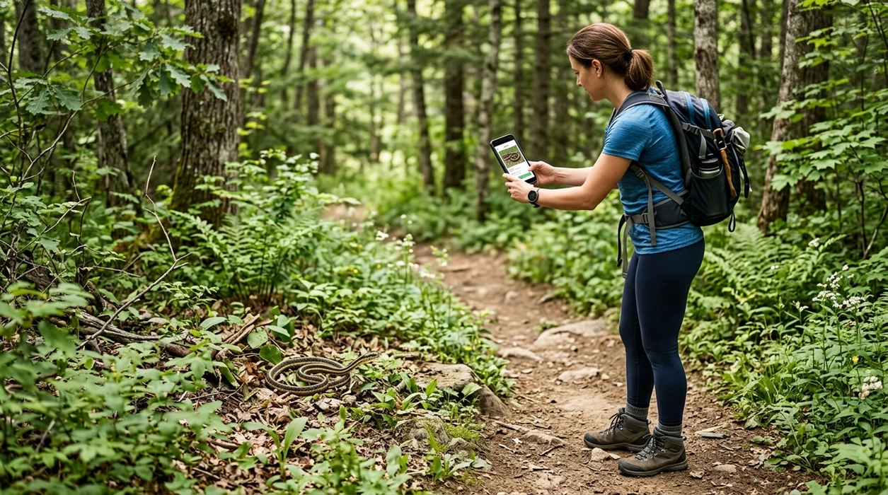 App that identifies snakes from a safe phone photo outdoors
