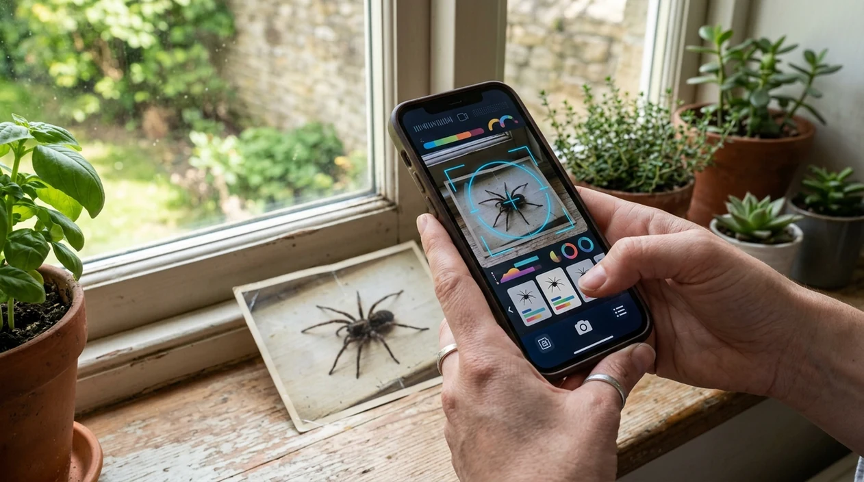 Spider photo scanner showing a likely visual match on mobile