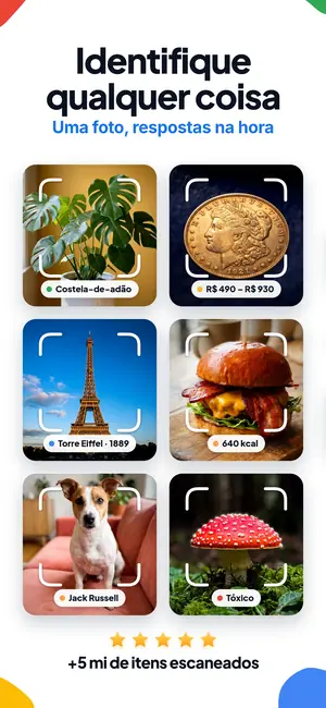 Tela do app Lens AI: Identifique qualquer coisa por foto