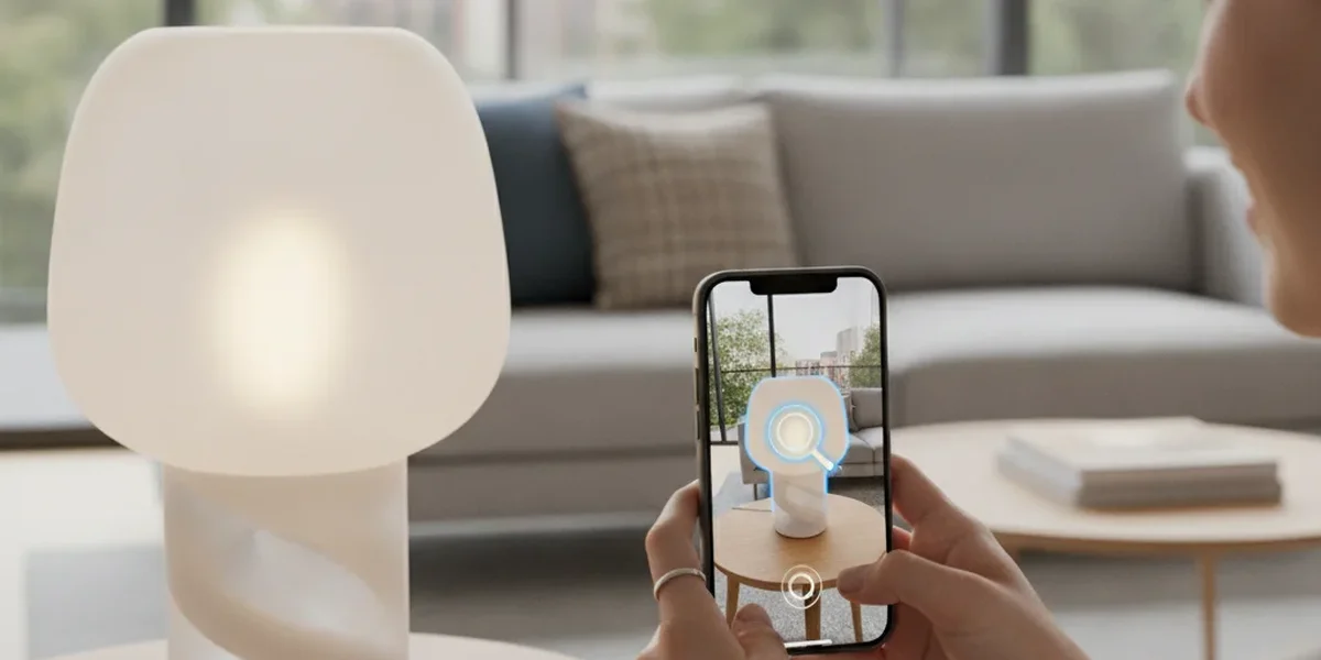 Produktsuche mit Bild auf einem Smartphone für eine unbekannte Lampe