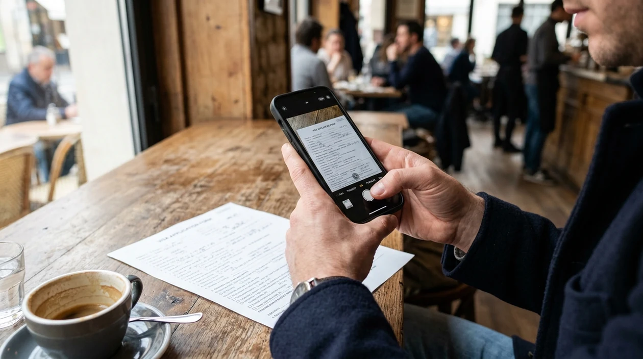 Document translator from photo scanning a printed travel form