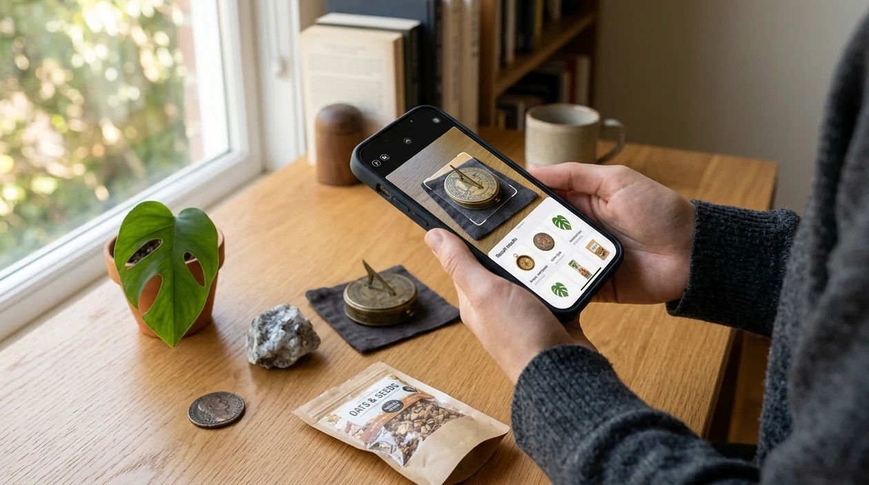 Download lens app on phone identifying everyday objects