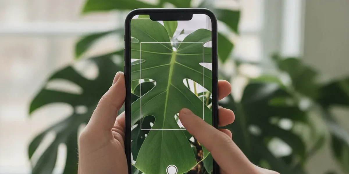 Qué planta es: teléfono identificando una planta mediante una foto