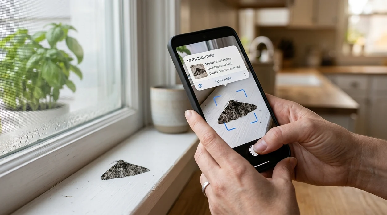 Mobile bug scanner showing a likely insect result