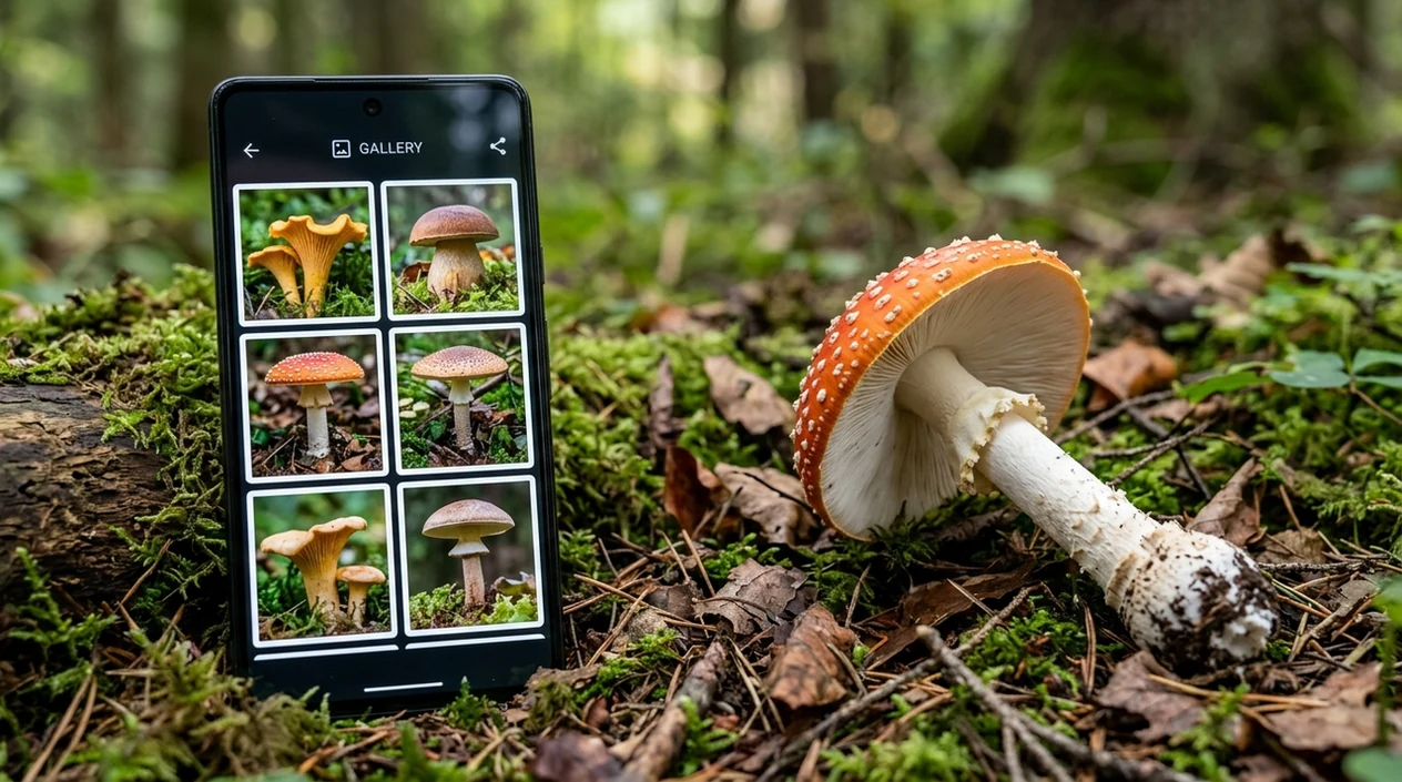 Mushroom scan result showing cap gills and stem details