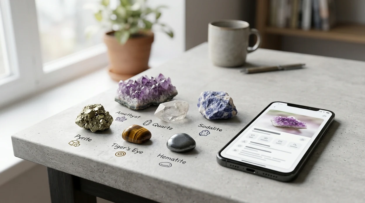 Rock and crystal identification result on a mobile app