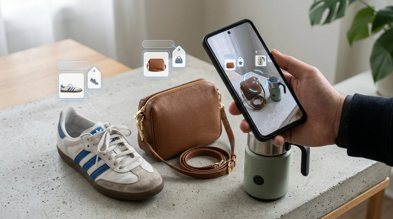 Mobile scanner identifying products from photos on a table