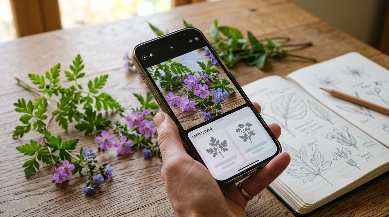 Mobile plant scanner showing an example plant identification result