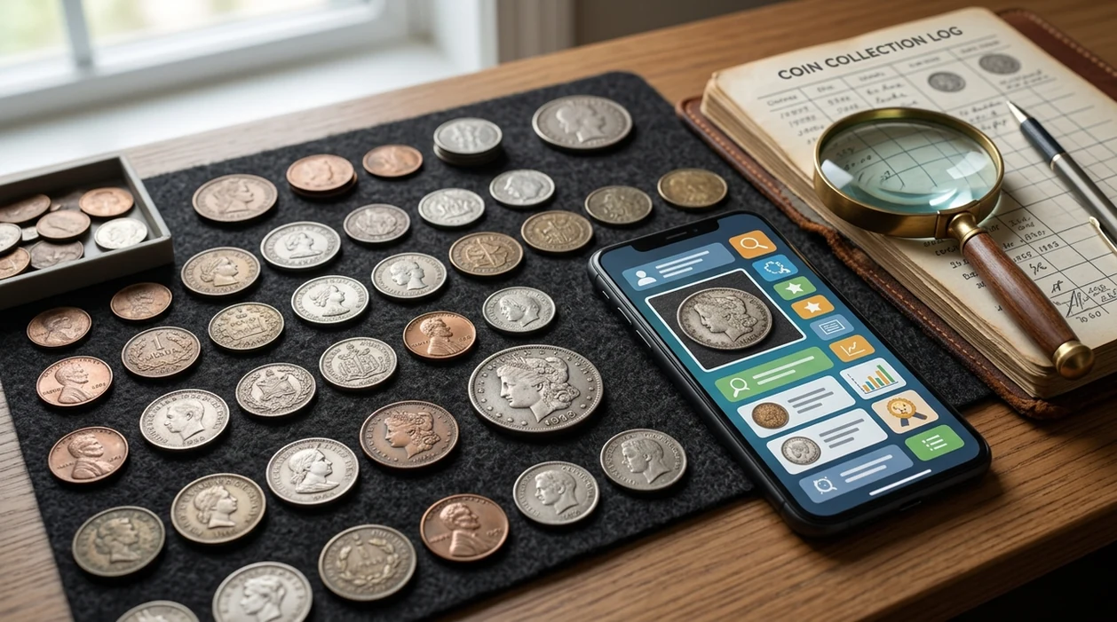 Coin identification result shown on a mobile scanner