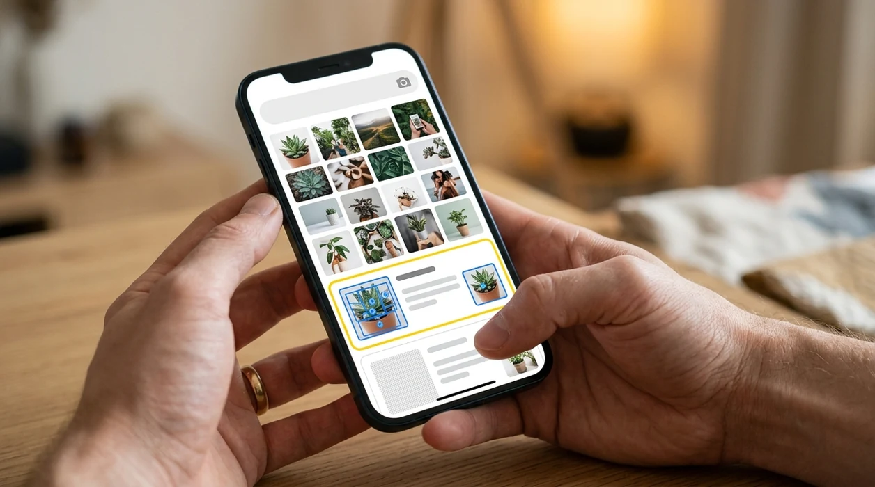 Visual match results showing likely photo source clues