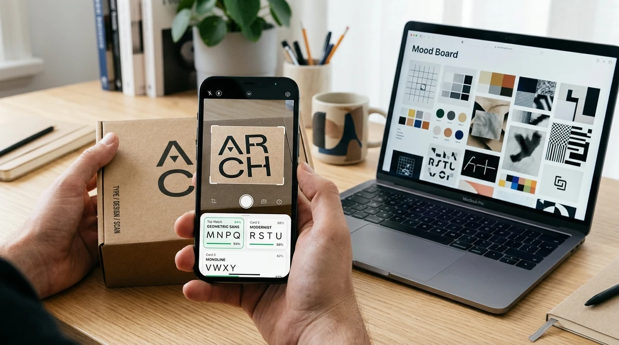 Mobile scanner matching font styles from product packaging