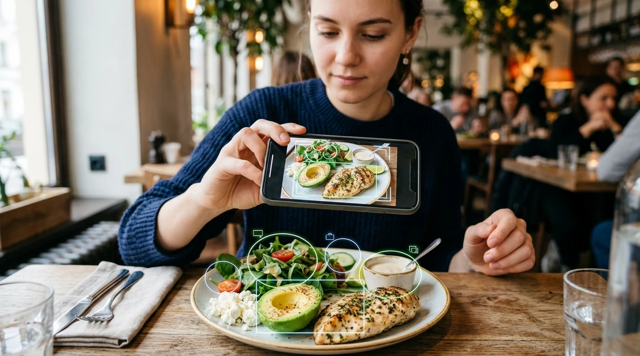 Food scanner for keto checking a low-carb restaurant meal