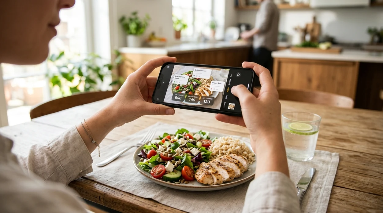 Food scanner for weight loss estimating calories from a lunch photo
