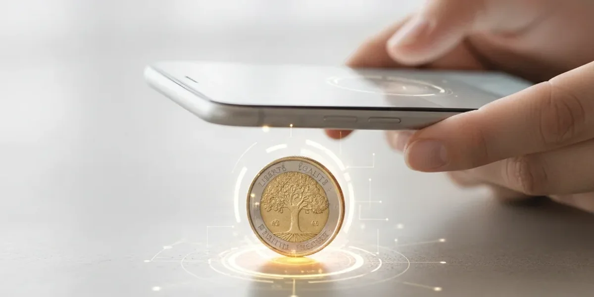 Piece de 2 euros valeur analysée avec un smartphone