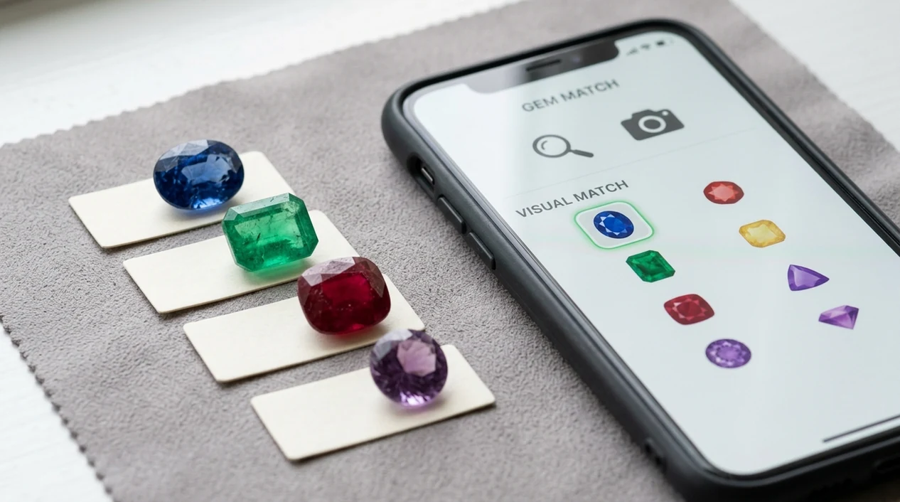 AI stone scanner showing likely matches for mixed crystals