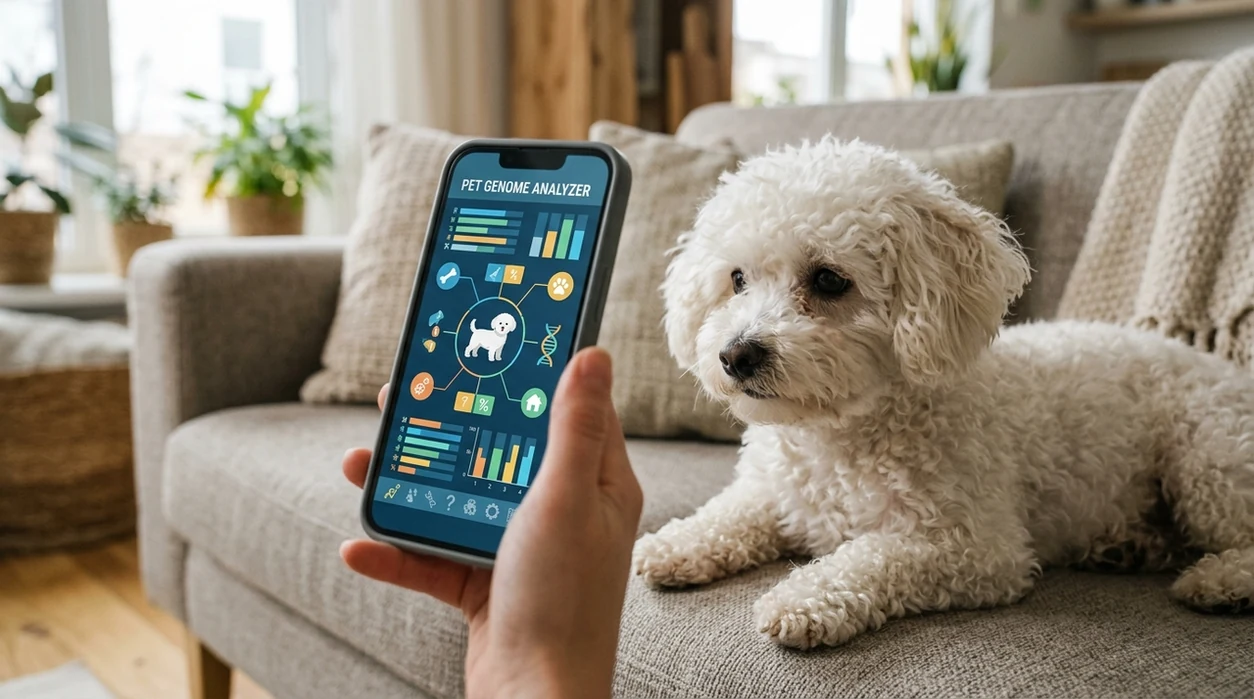 Mobile dog breed scan showing allergy-aware breed research result
