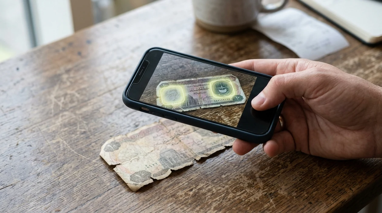 identify damaged banknote with a phone camera scan