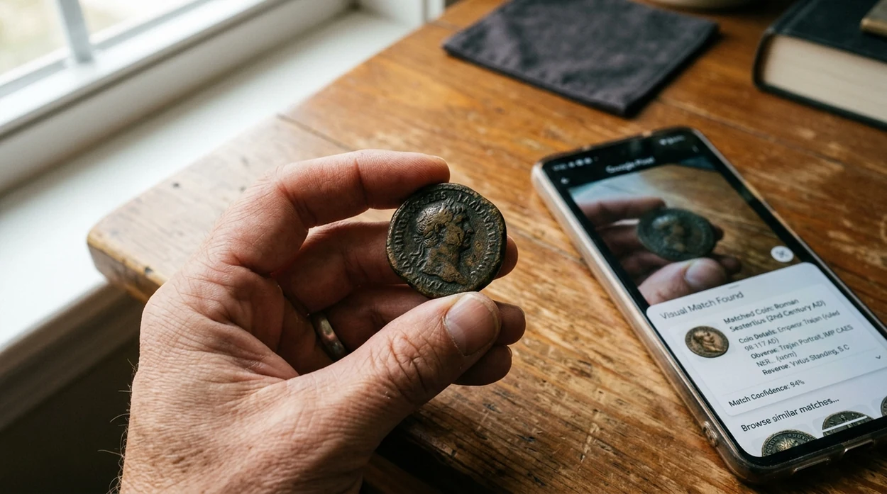 identify faded coin from photo using a mobile coin scanner
