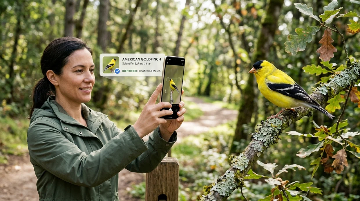is bird identifier accurate shown with phone scanning a wild bird