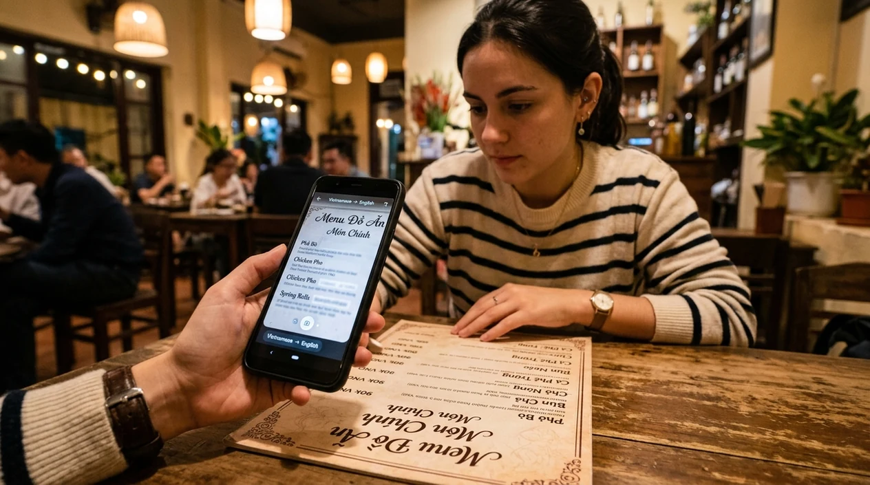 Traveler checking is camera translation accurate on a restaurant menu