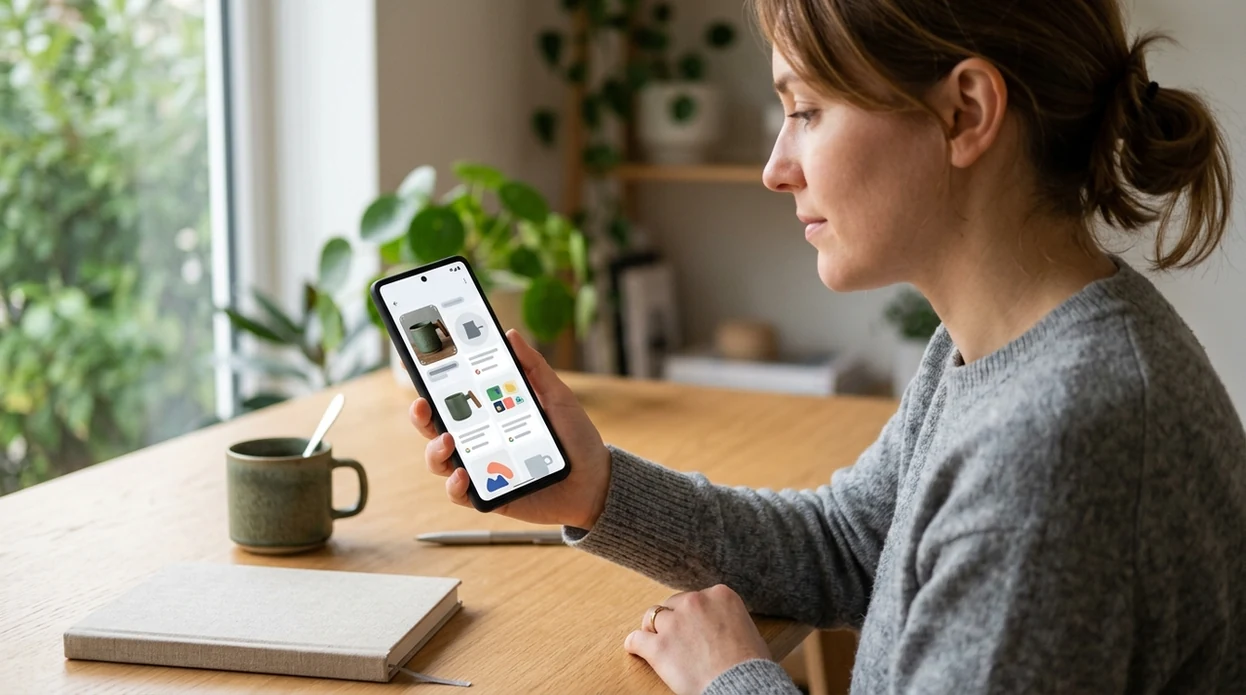 User checking is reverse image search private on a smartphone