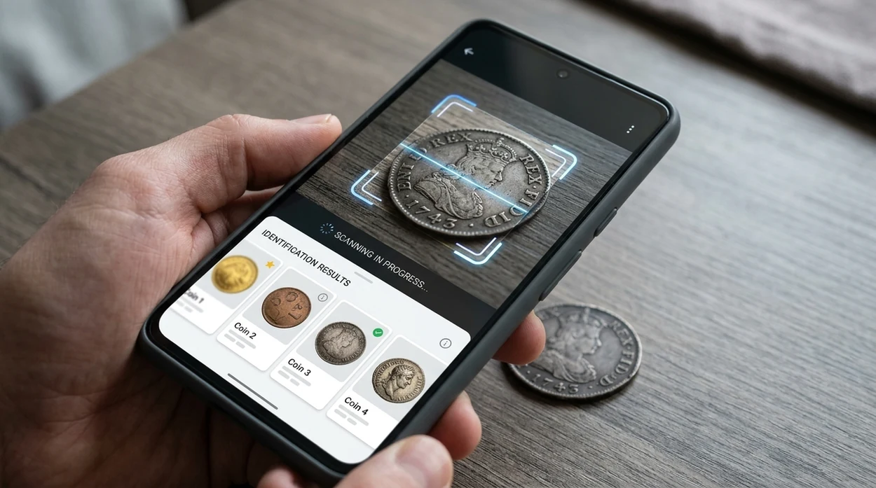 Mobile visual search result for a cropped coin photo