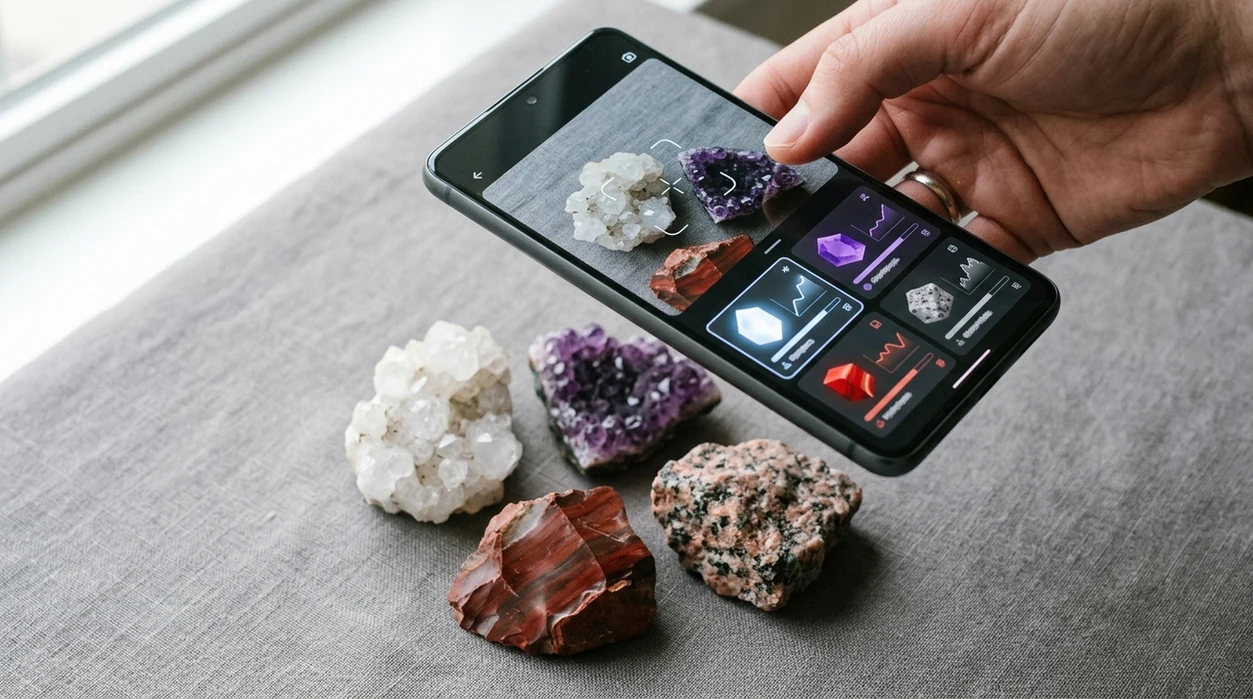 phone scanning rocks and crystals for visual identification