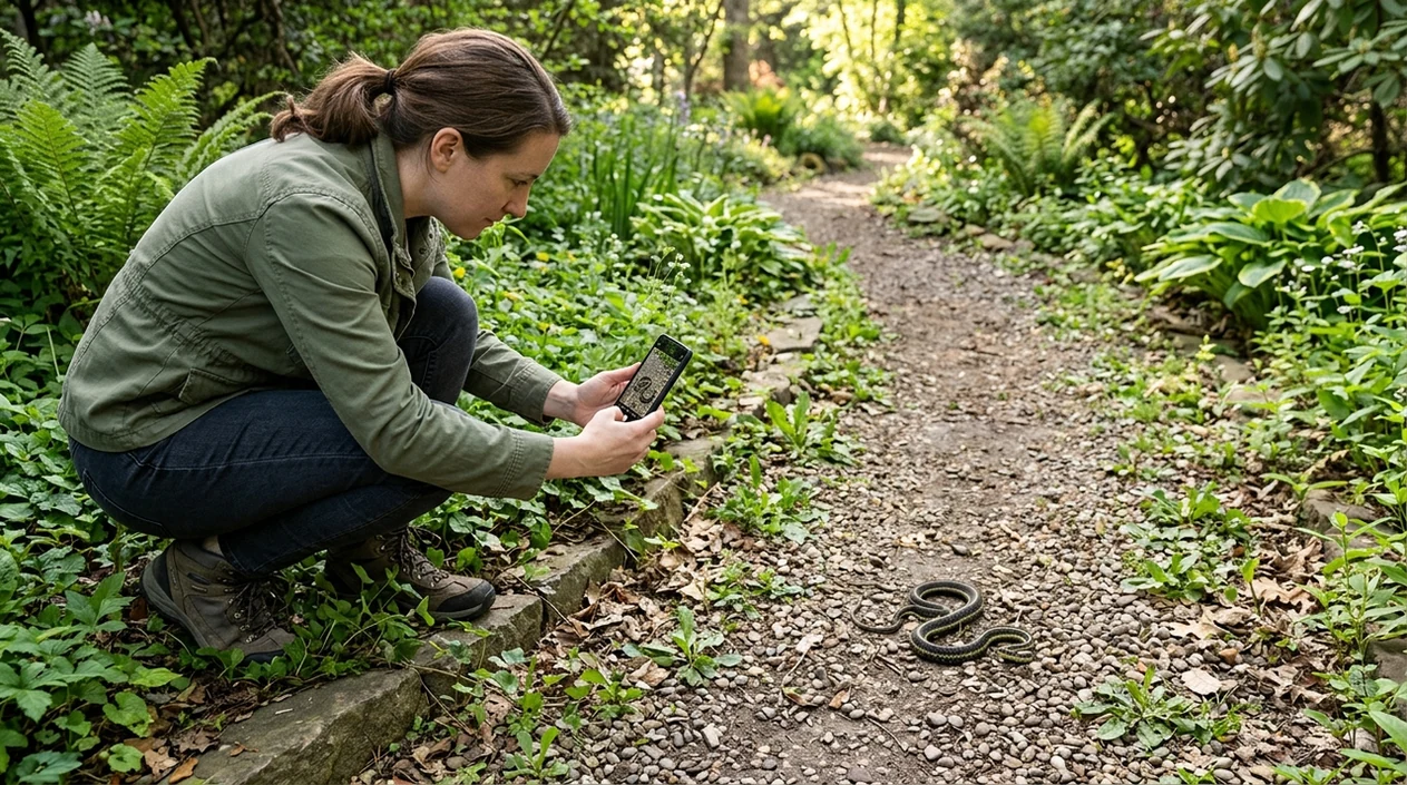 Person using an app for is there an app that identifies snakes