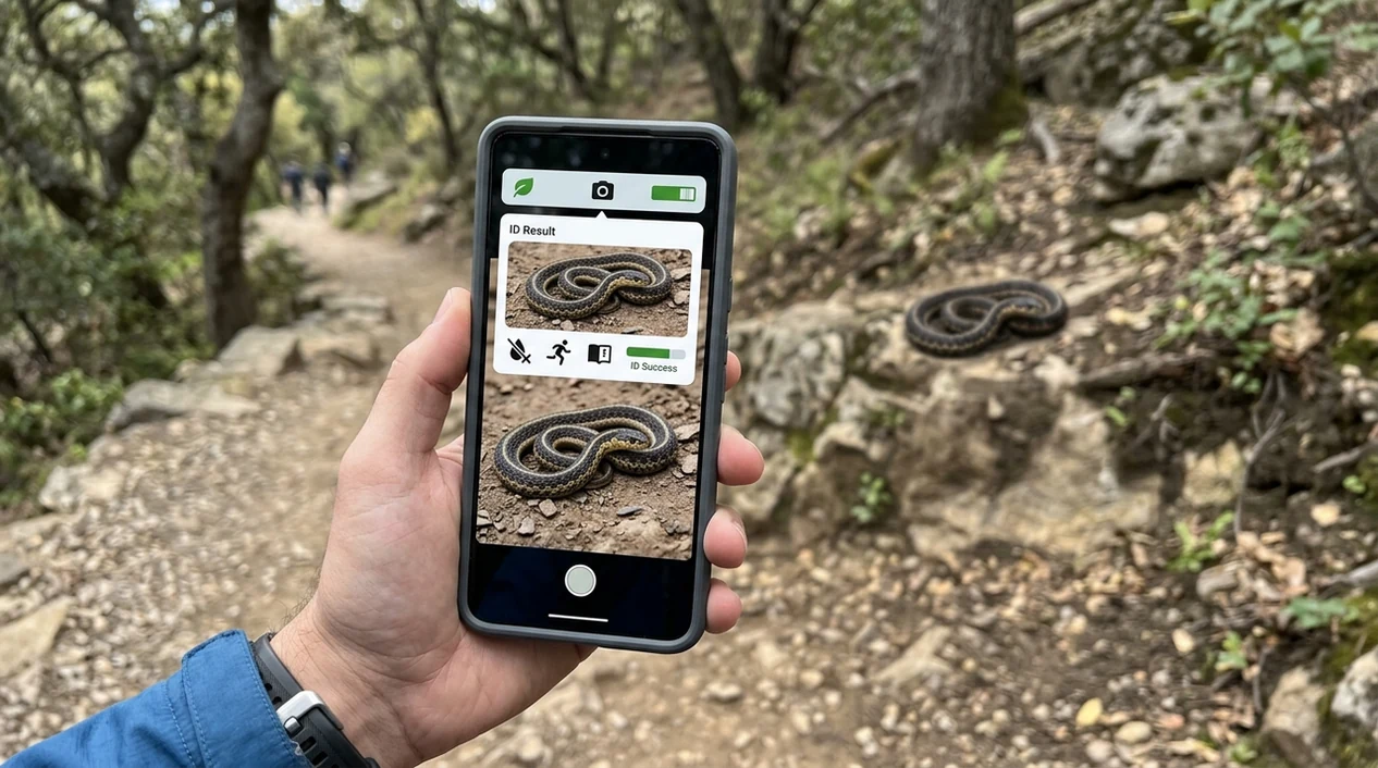 Snake photo scanner showing a likely visual match on mobile