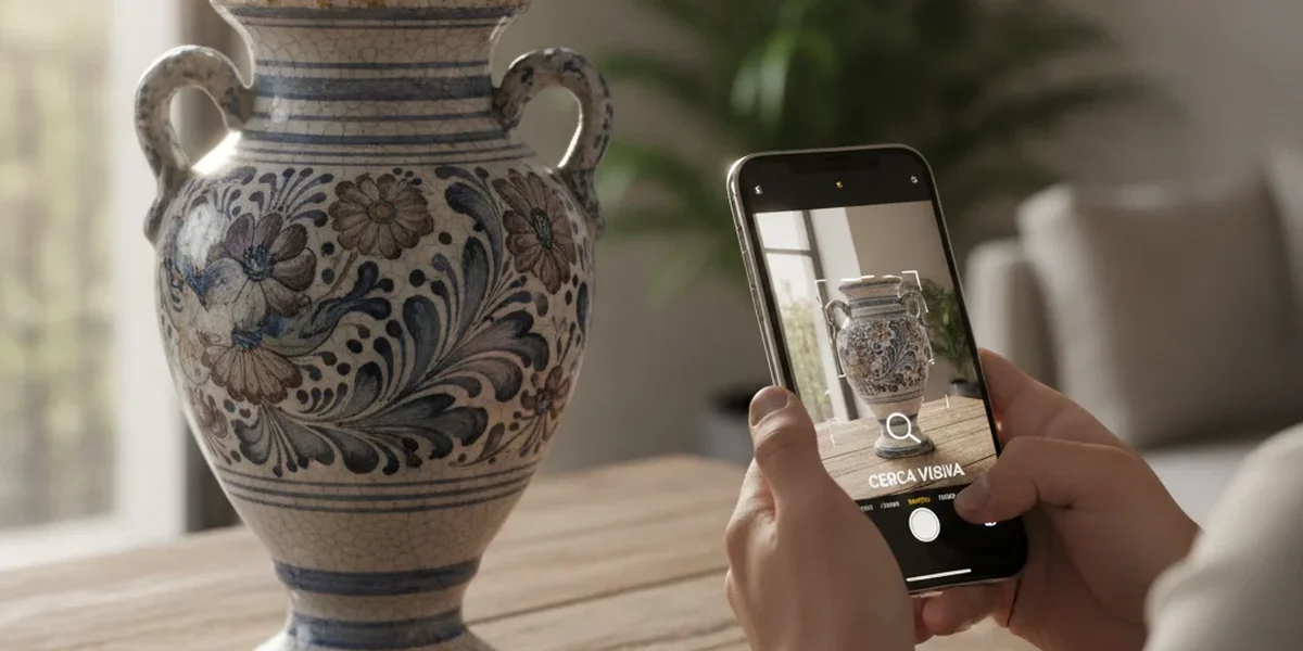 App per riconoscere oggetti antichi mentre fotografa una ceramica d’epoca