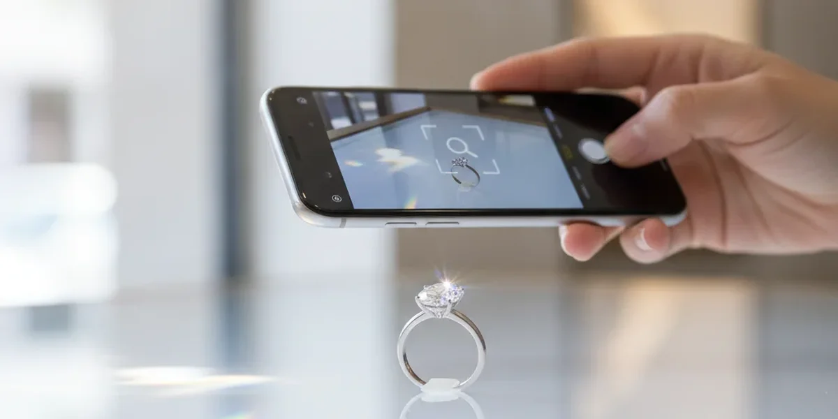 Valutare diamante con una foto scattata dallo smartphone