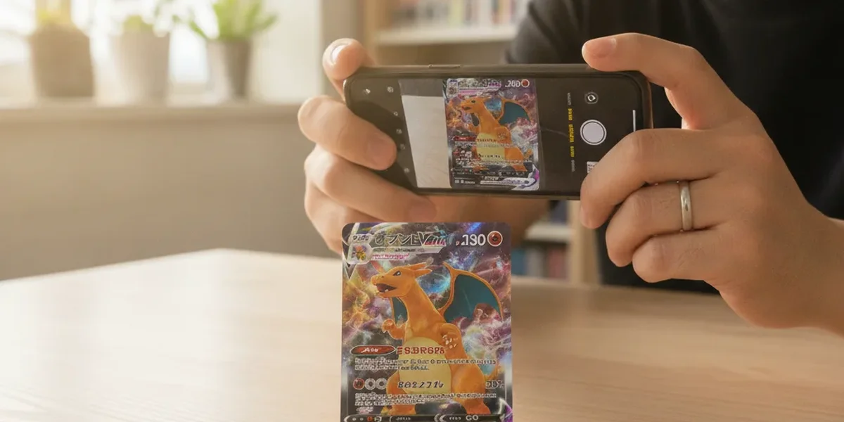 ポケモンカード カード検索のためスマホで表面を撮影する様子