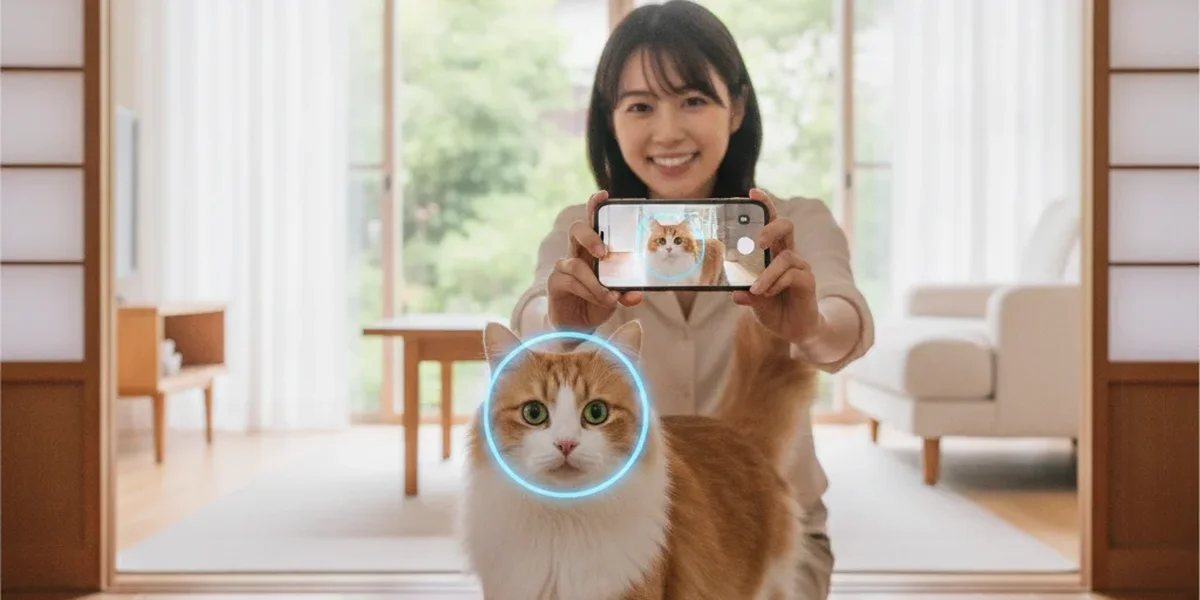 猫 種類 写真をスマートフォンで撮影してAI判定する様子