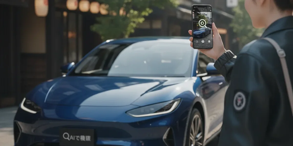 車 画像検索でスマートフォンから車種を判別する様子
