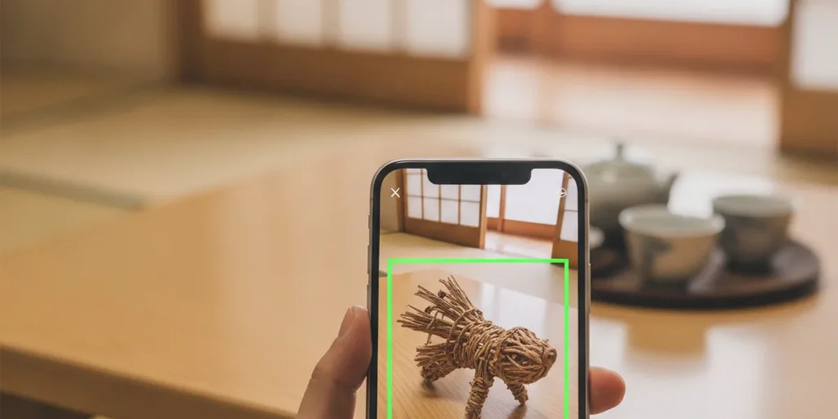 これは何と気になる物をスマートフォンで撮影する様子