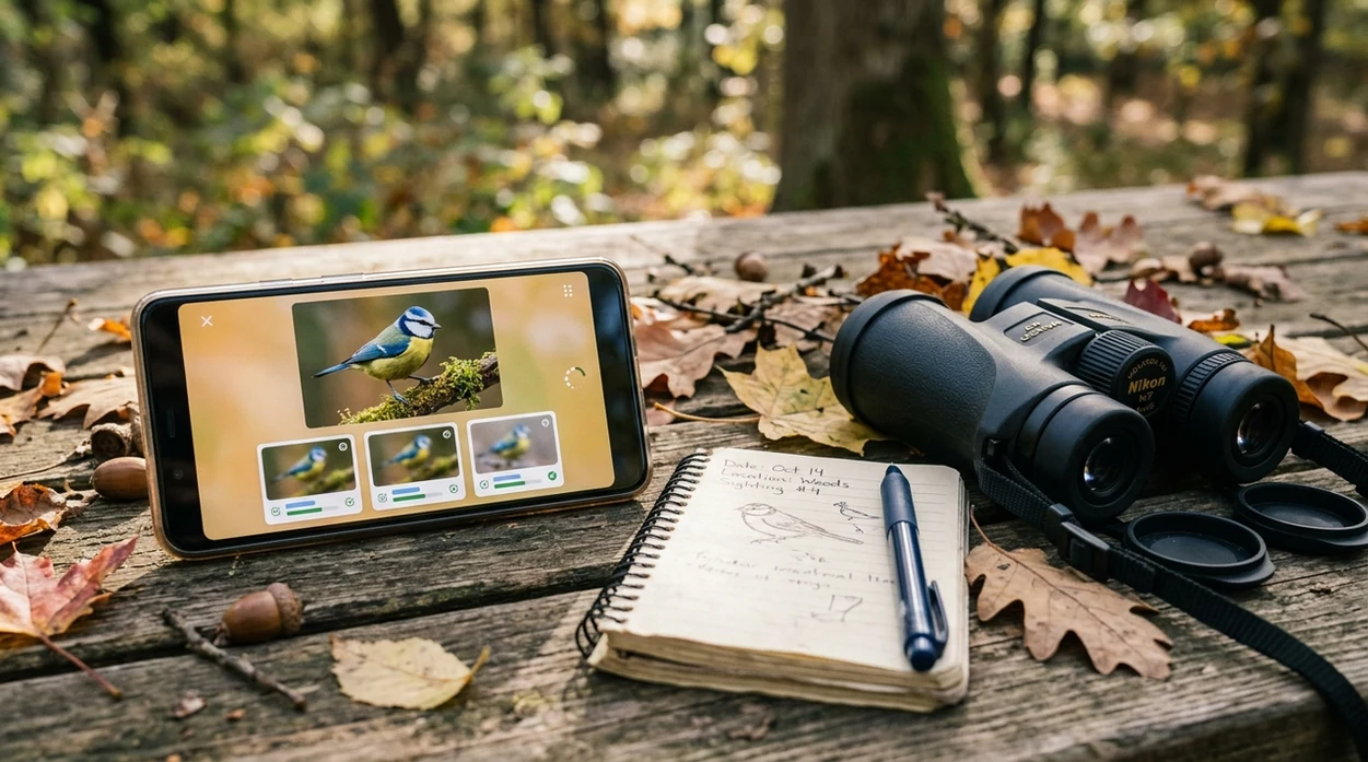 bird photo identifier result shown on a mobile phone