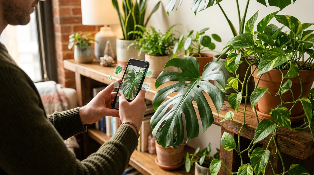 Plant identifier for houseplants scanning indoor plants on a phone