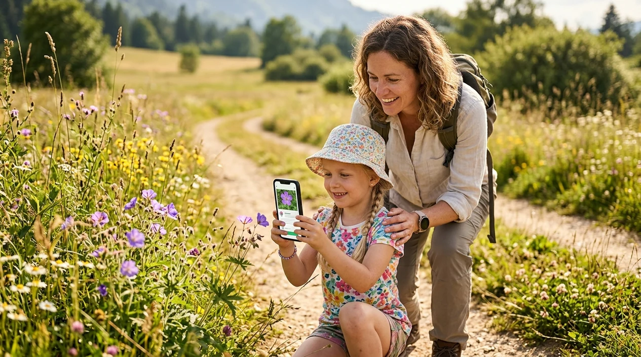 Plant identifier for kids used during a family nature walk