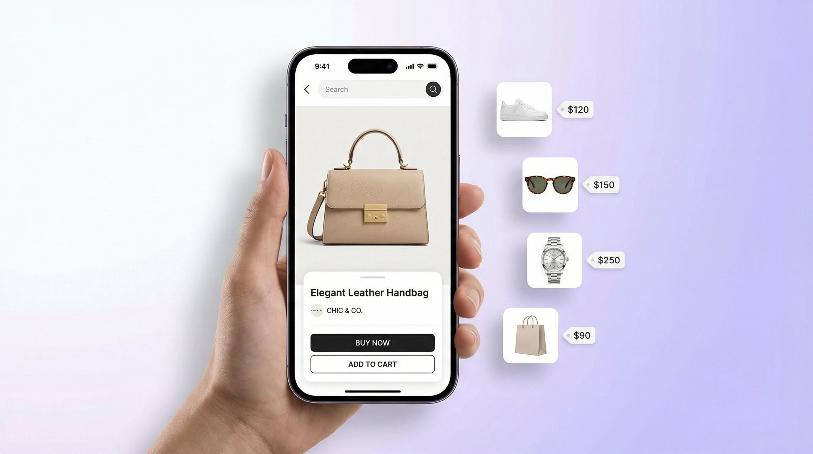 AI product search app on iPhone finding matching products and shopping links from a photo