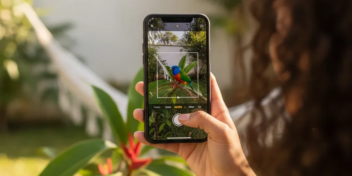 Identificador de animais analisando uma foto pelo celular
