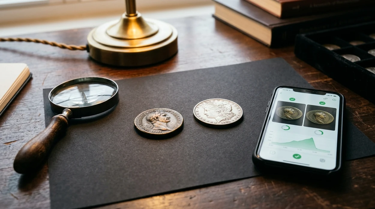 Coin scanner result shown beside front and back coin photos