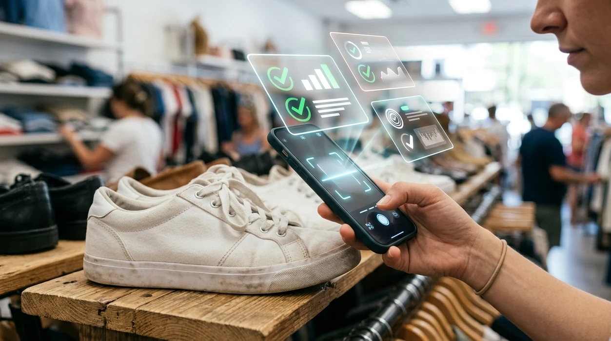 Mobile shoe scanner showing a sneaker identification result